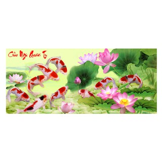 Tranh Thêu Chữ Thập 3D Cửu Ngư Quần Hội LP5073 , LV3203 (KHÁCH TỰ THÊU) kt:108X52CM