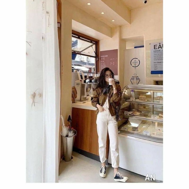 Áo khoác bomber kaki 2 lớp