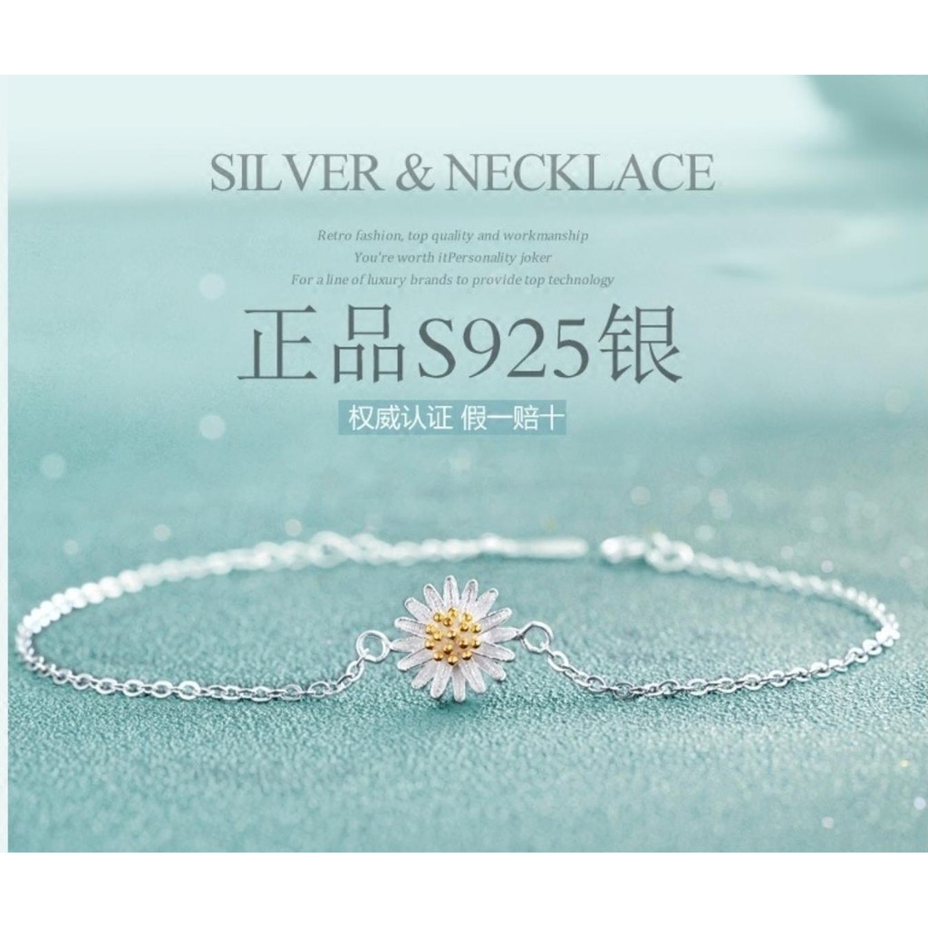 [Cực Hot] Vòng Tay Dây Xích Màu Bạc Thái Hoa Cúc Chuẩn Xi Sáng Long Lanh - Hazo