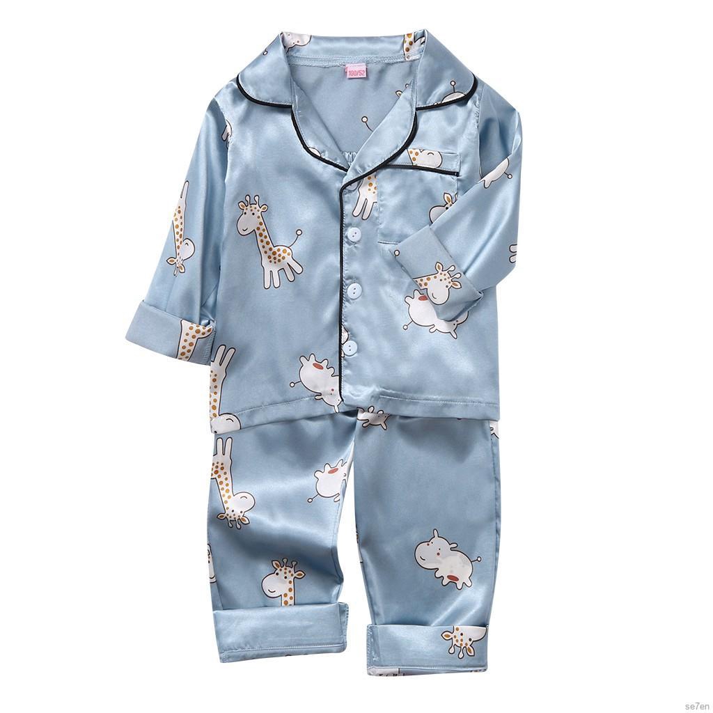 Bộ Đồ Ngủ Pijama 7 Món In Hình Hươu Cao Cổ Cho Bé