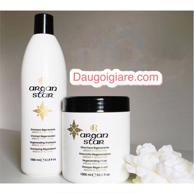Dầu Gội Kem Ủ Tóc Dưỡng Sâu Phục Hồi Tóc Khô Xơ Chẻ Ngọn Argan RR Line ARGAN STAR 1000ml*2