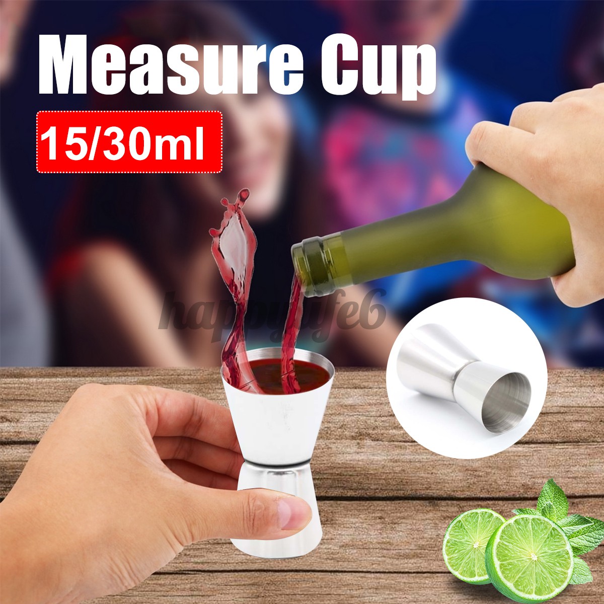 Wonder Measure Cup Jigger Single Double Short Drink Spirit Cocktail Beaker HAPPYLIFE6