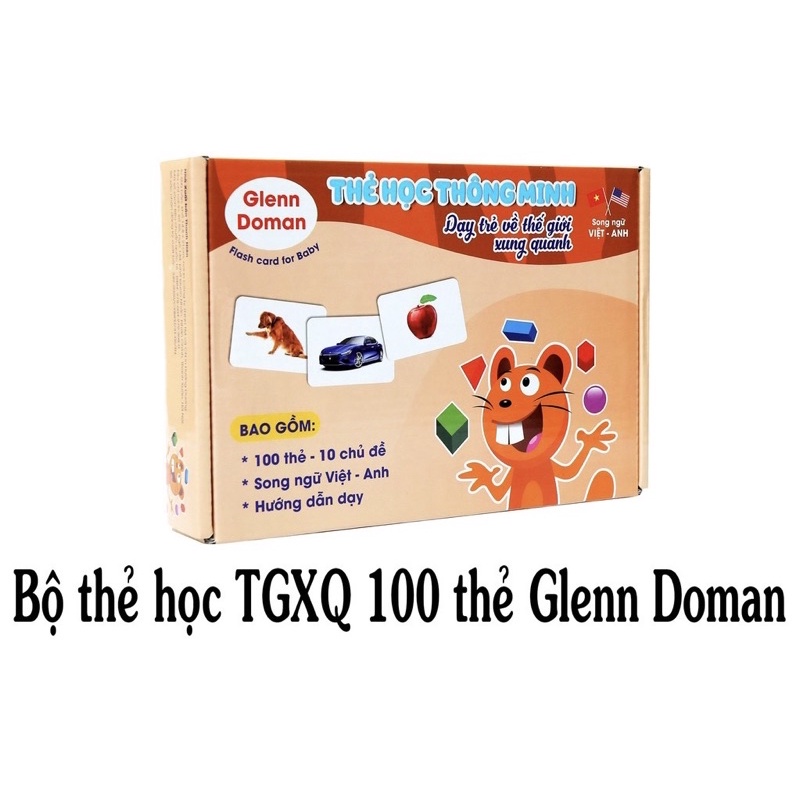 🎁 quà tặng-Bộ thẻ học thông minh 10 chủ đề TGXQ cơ bản 100 thẻ chuẩn Glenn Doman cho bé từ 0-6 tuổi khổ 15x21