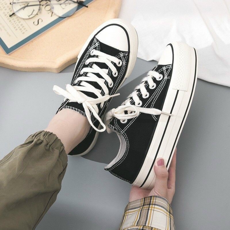 Giày Nữ CV thấp cổ độn đế bánh mì 5cm phong cách basic thể thao, giày sneaker nữ đi học giá rẻ siêu êm chân bên bỉ
