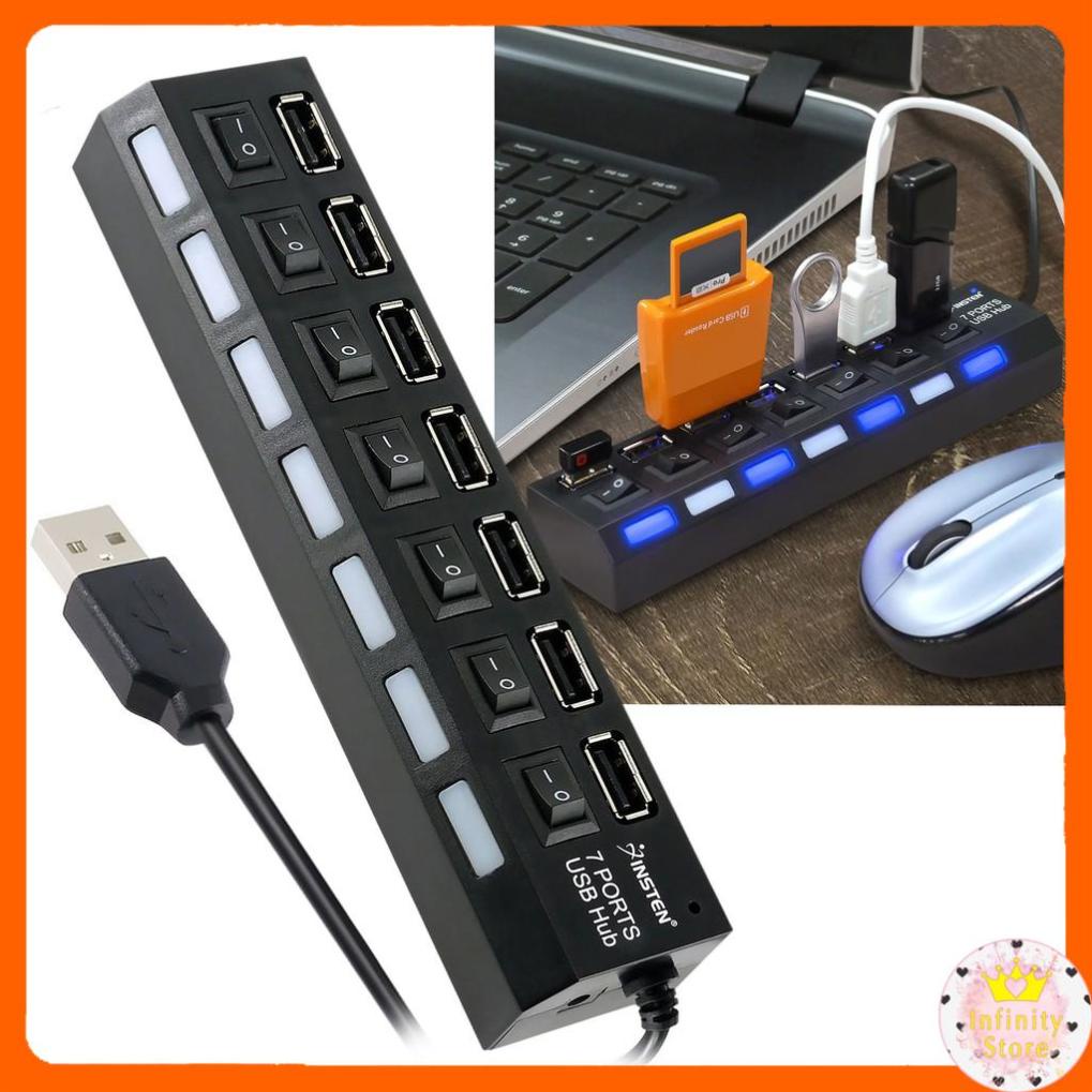 BỘ CHIA 4 VÀ 7 CỔNG USB HUB 2.0 CÓ CÔNG TẮC INFINY DECOR