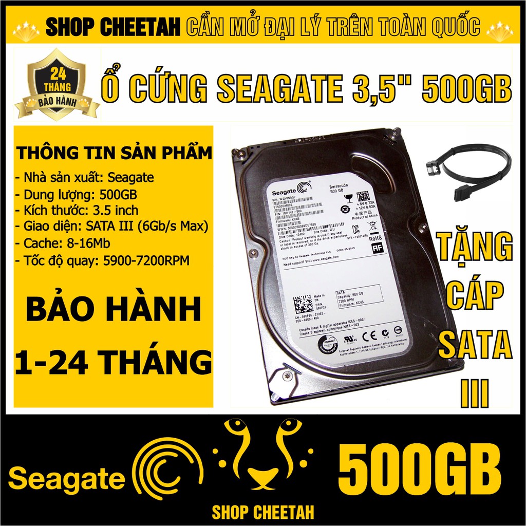 HDD 3.5” Seagate 500GB – Ổ cứng PC chính hãng – Mới 99% – Tháo từ máy đồng bộ nhập khẩu – Bảo hành từ 1-24 tháng