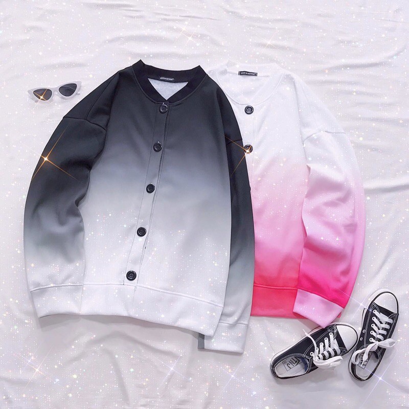 Áo Cardigan Nút Loang Trơn Nỉ Bông Tay Dài Ảnh Thật