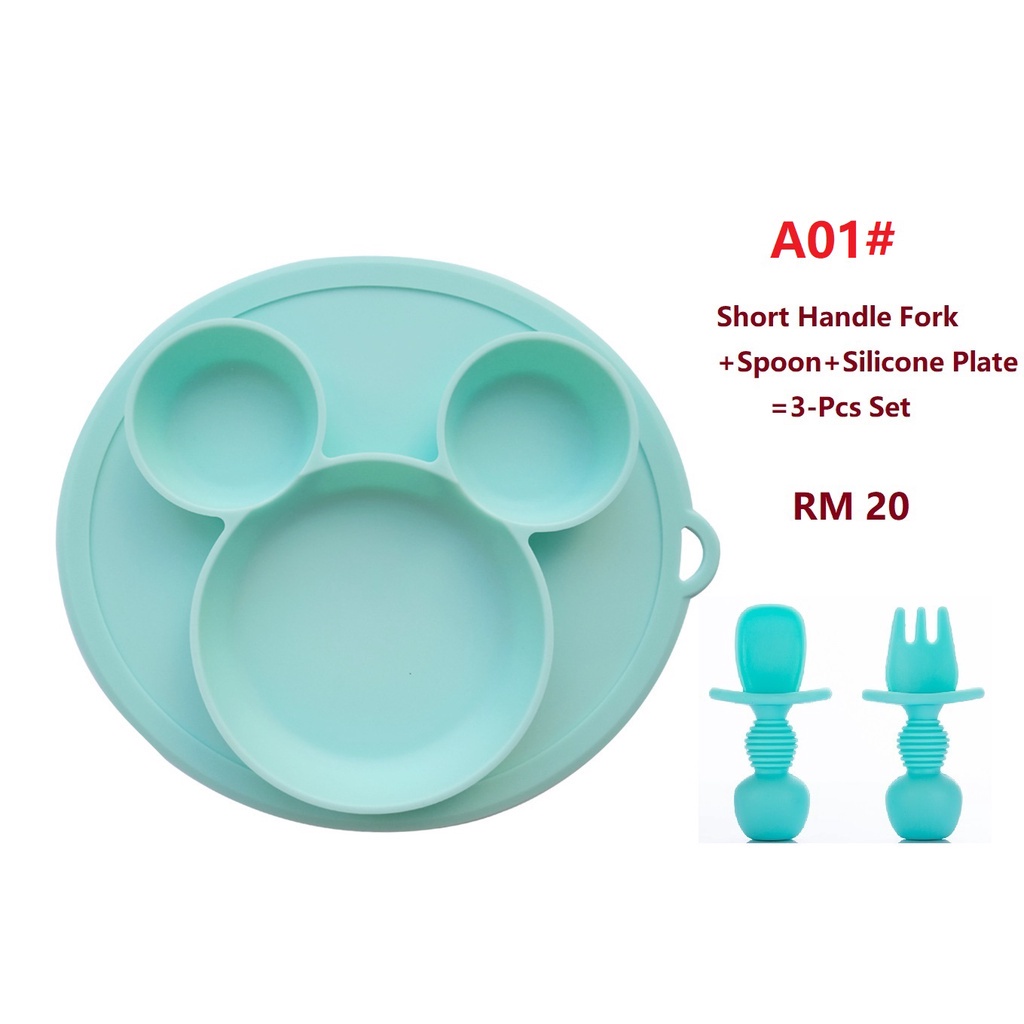 Bộ Muỗng Nĩa Tay Cầm Ngắn Dành Cho Trẻ Em | Muỗng Nĩa Cho Bé Tập Ăn Tiện Dụng | Bộ Muỗng Nĩa Tập Ăn Tiện Dụng Cho Bé | Thìa Silicone Mềm
