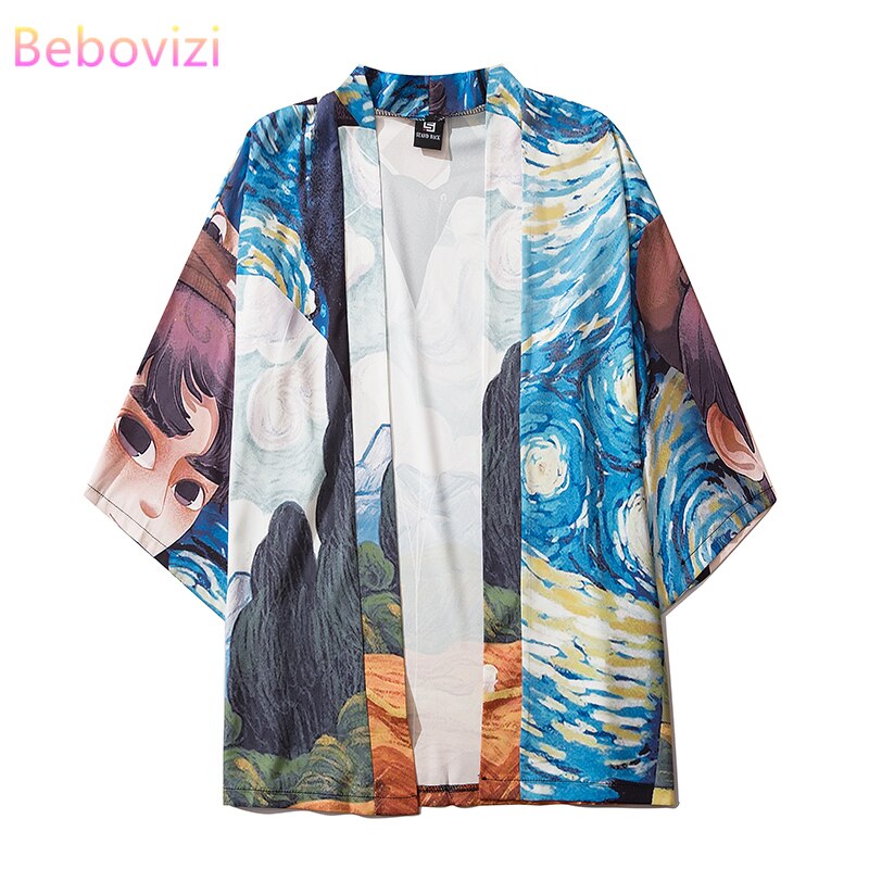 M-XXL Fashion Cartoon Anime Asian Streetwear Cardigan Women Men Harajuku Haori Japanese Kimono Cosplay   Yukata Clothes