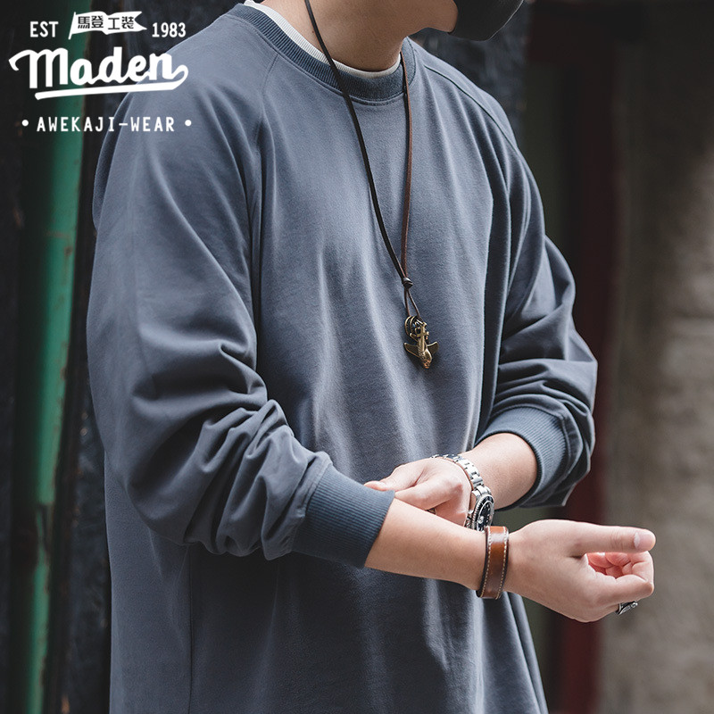 Áo Sweater MADEN cổ tròn tay dài phong cách Nhật cho nam