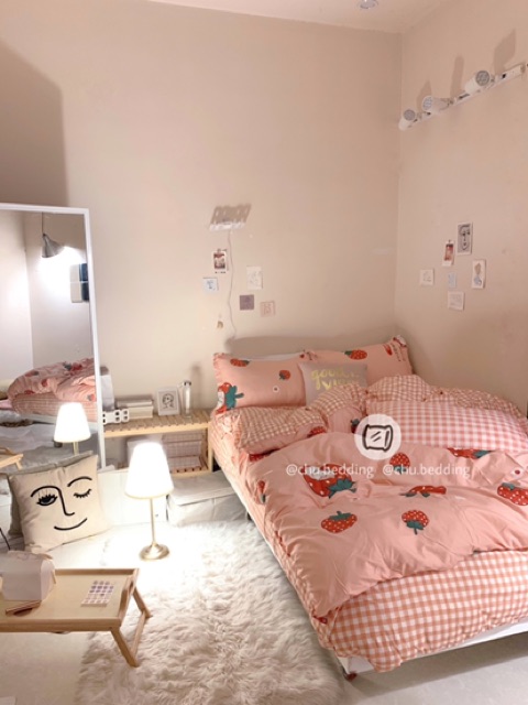 Set chăn ga gối Poly cotton: dâu tây hồng | BigBuy360 - bigbuy360.vn