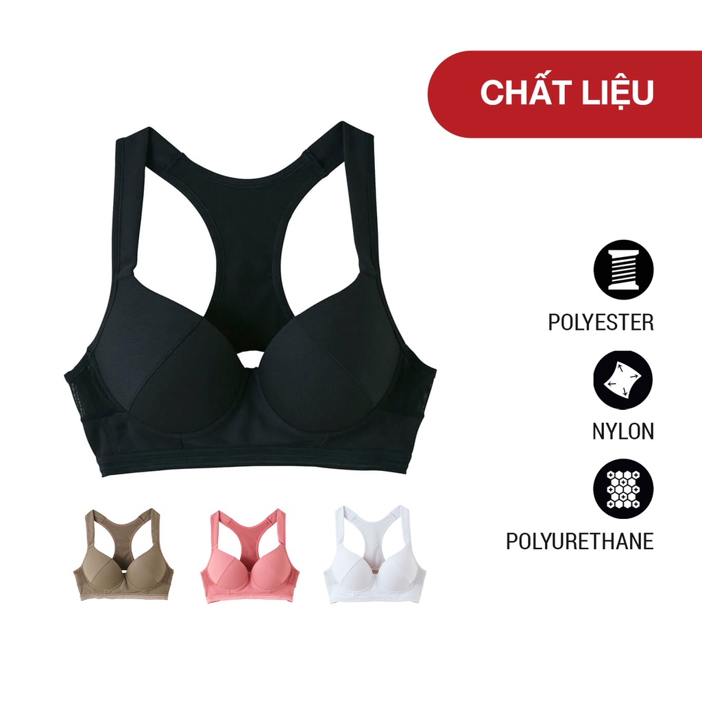 Áo tập gym nữ có sẵn bra đai lưng Actibalance Gunze JB6012H made in Japan
