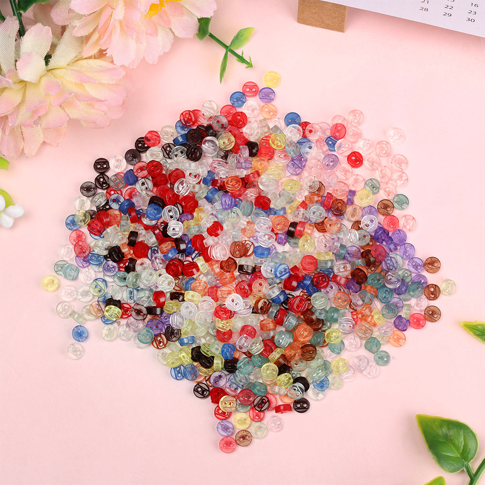Set 50 Nút Áo Mini Trong Suốt 5mm Cho Búp Bê