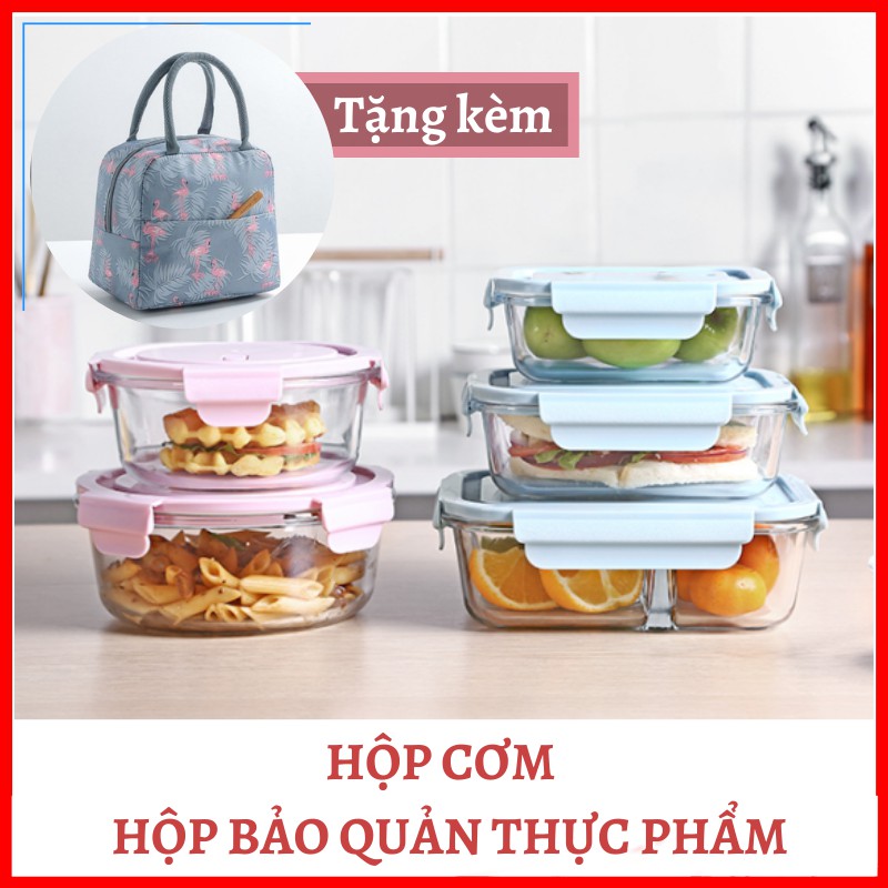 Hộp đựng thực phẩm, thức ăn - Hộp cơm thủy tinh chia ngăn tự chọn !