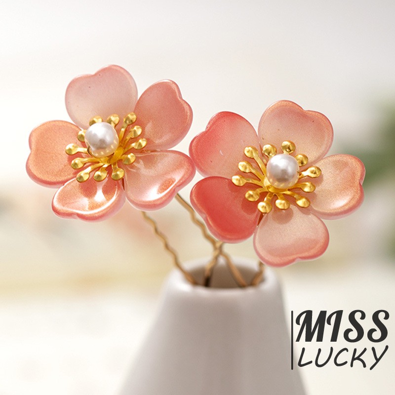 Set 2 Cài Tóc Hình Hoa Đính Ngọc Trai Xinh Xắn Cho Cô Dâu