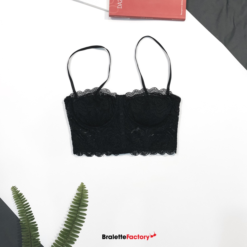 Bra croptop corset ren đen sexy siêu mềm mịn thoải mái ( hàng thiết kế ) [Mẫu N01]