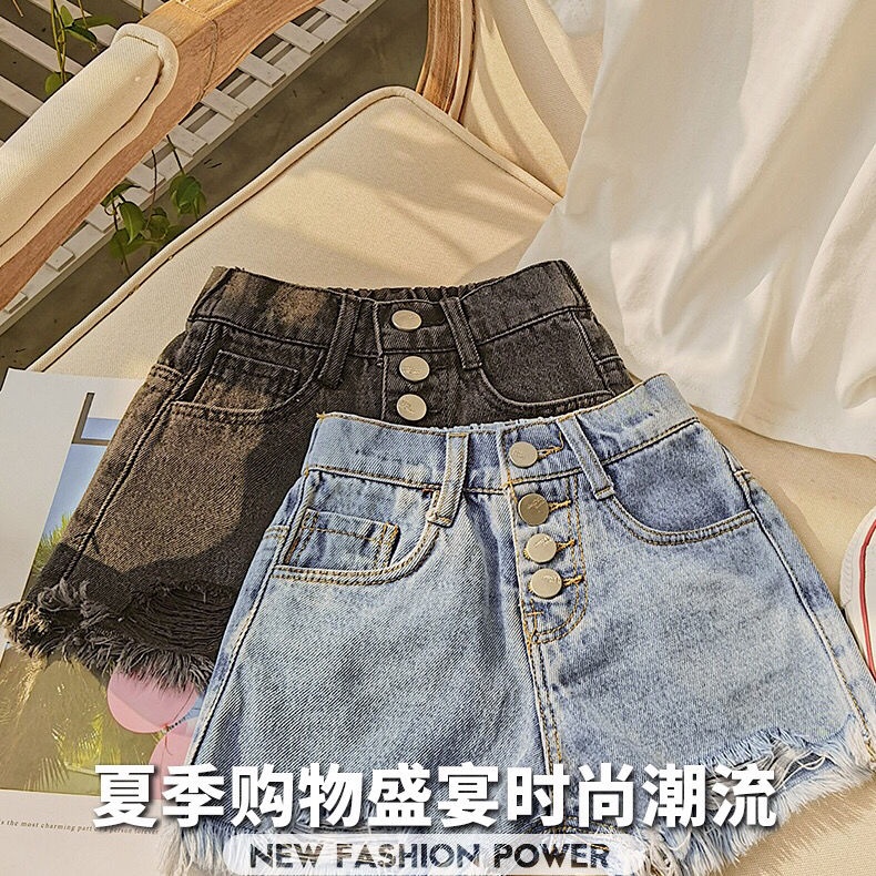 Quần Short Denim Giả Váy Dáng Rộng Thoải Mái Thời Trang Mùa Hè Cho Bé Gái