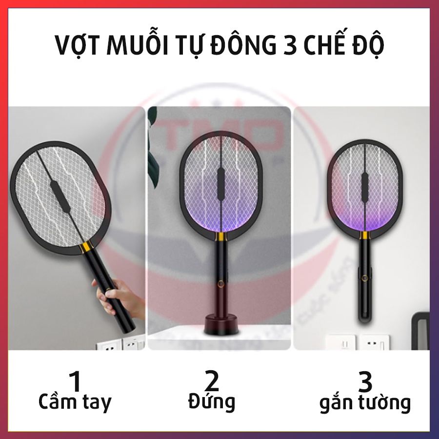 Vợt bắt muỗi thông minh TMD GROUP  3 in 1 - Hiện đại sang trọng (ánh sáng tím tự động hút muỗi, Sạc USB pin 1200mAh)