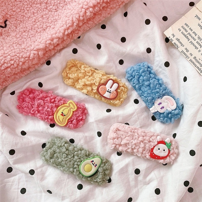 Kẹp tóc chất liệu lông cừu thiết kế xinh xắn thời trang cho nữ