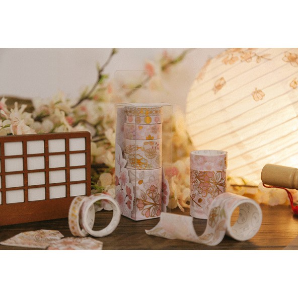 Băng dính washi tape ánh nhũ cổ trang trung hoa WSTCT02 trang tri scrapbook, sổ tay planner,...