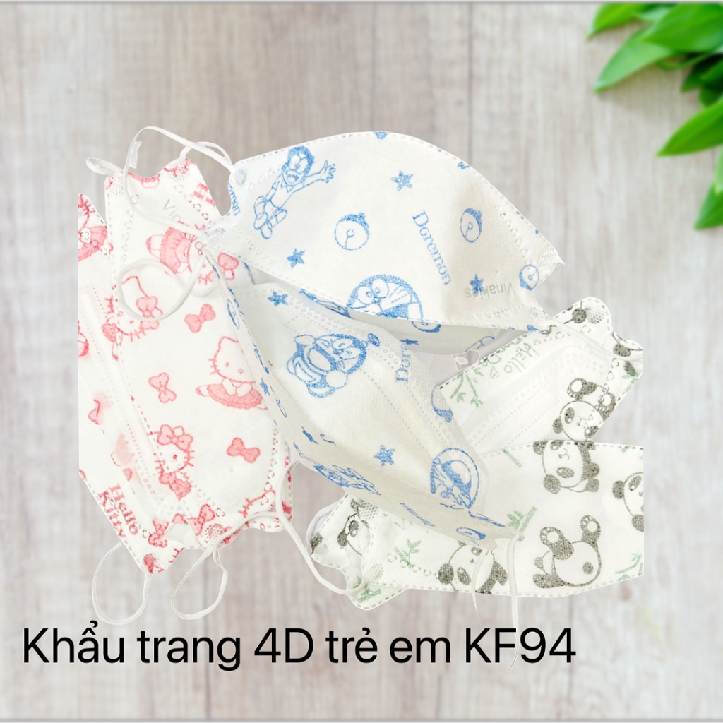 Khẩu trang 4D KF94 tiêu chuẩn Hàn quốc chất liệu PP gồm 3 lớp vải và 1 lớp giấy kháng khuẩn