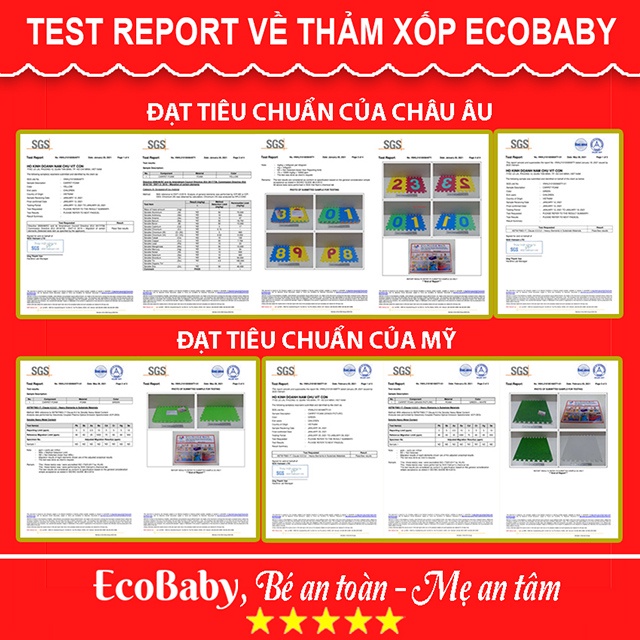 Bộ 10 Tấm Thảm Xốp Lót Sàn, Chống Va Đập Chơi Xếp Hình Kèm Quà Tặng - Loại 1- 30x30cm - Phương Tiện Giao Thông - EcoBaby