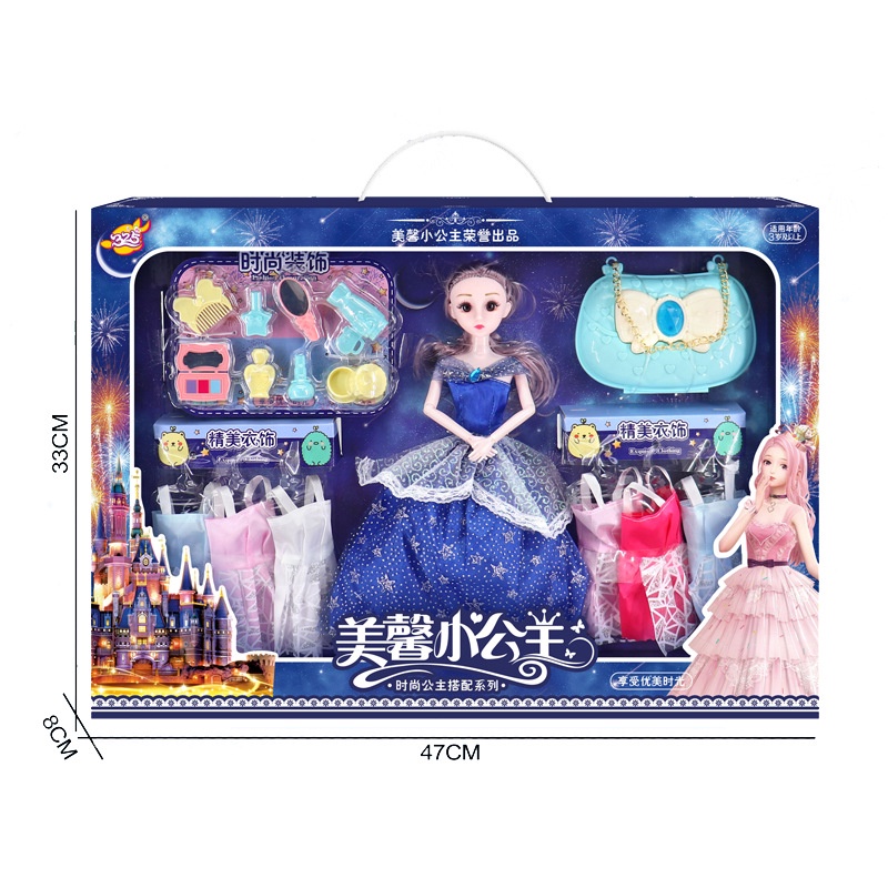 Búp bê elsa, đồ chơi búp bê kèm túi phụ kiện trang điểm quần áo