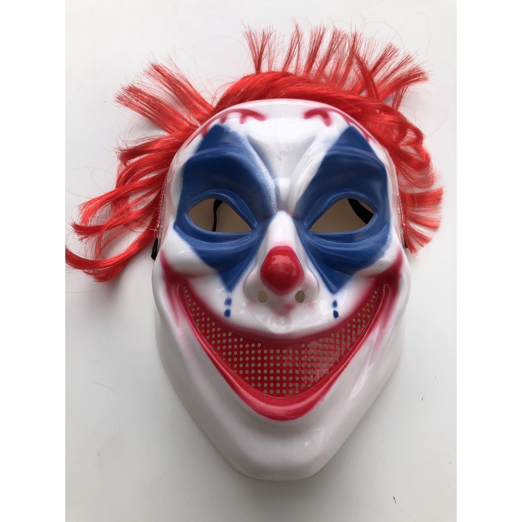 Mặt nạ chú hề ma quái hóa trang Halloween cho người lớn hai màu xanh đỏ