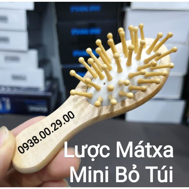 Lược Gỗ Mátxa Mini Bỏ Túi, Lược Chải Tóc Gỡ Rối Mini.