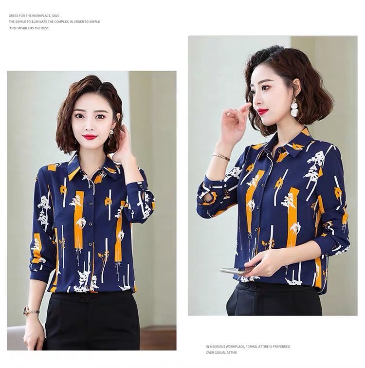 High-End Western Style Chiffon Blouse Women's Long-Sleeved Top2021Spring and Summer New Slimming Temperament Wild Bottoming Shirt for Women