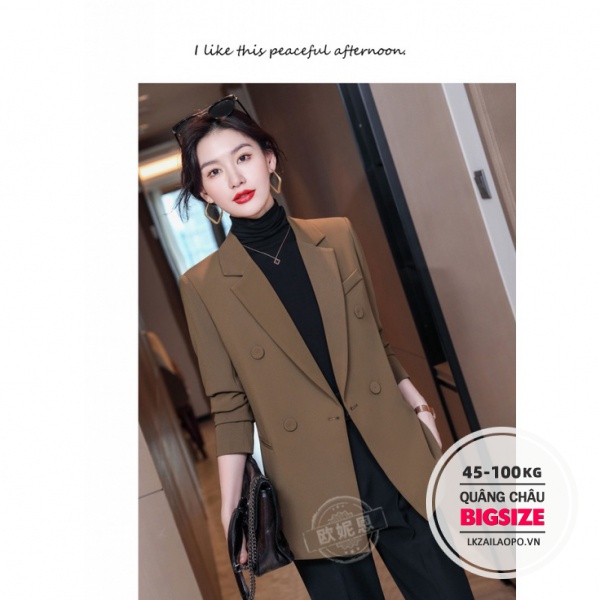 BIGSIZE Nữ (45-100kg) Áo vest nữ blazer khoác tay dài dáng rộng màu cà phê thời trang thanh lịch cho nữ - Phong cách Hàn Quốc - quảng châu cao cấp | BigBuy360 - bigbuy360.vn