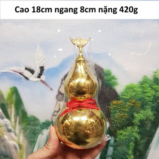 Hồ lô trơn phong thuỷ đáy bát quái chất liệu bằng đồng vàng MS300