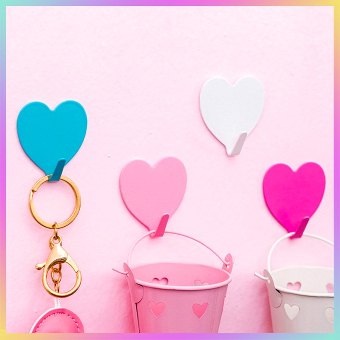 Móc dán tường kim loại hình trái tim ⚡FREE SHIP⚡ chịu lực tốt, treo đồ đa năng