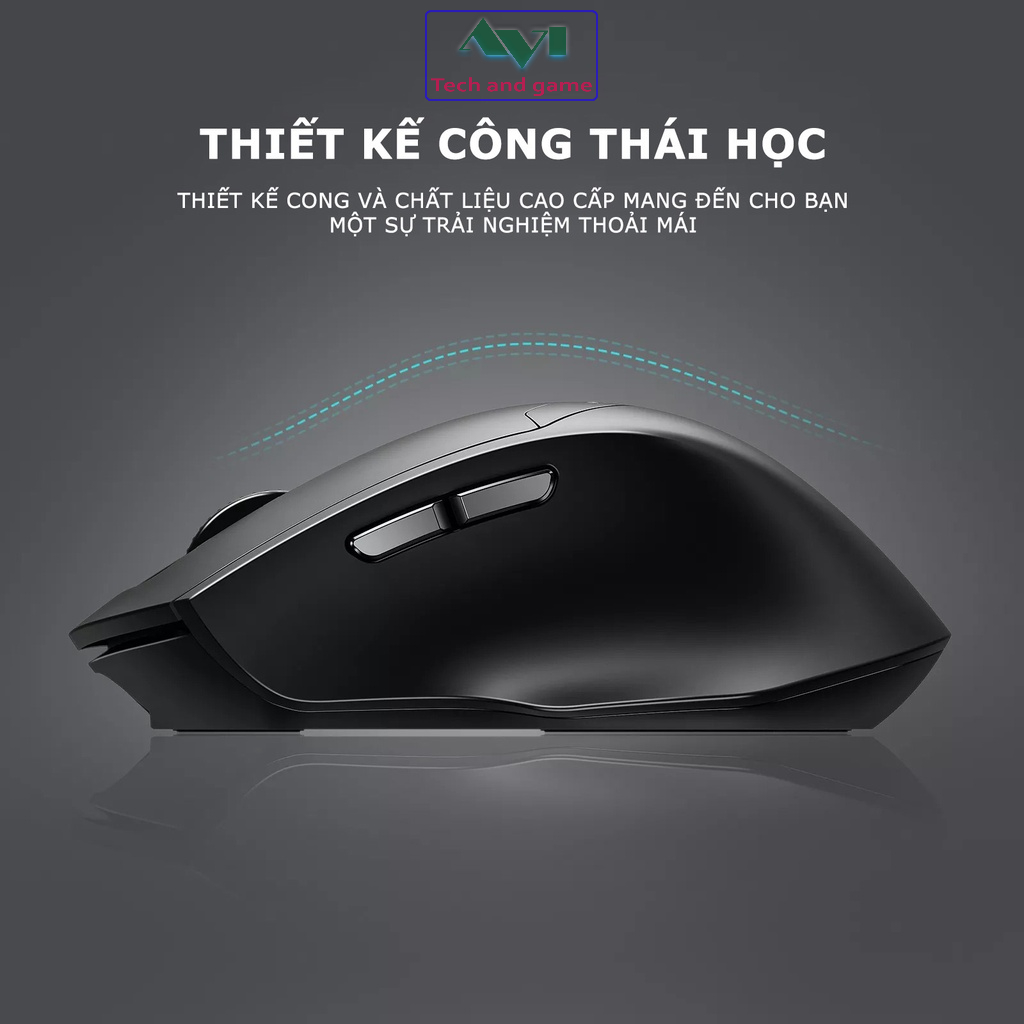 Chuột không dây Bluetooth Pin sạc INPHIC DR1 chống ồn 1600DPI cho máy tính - Hàng Chính Hãng
