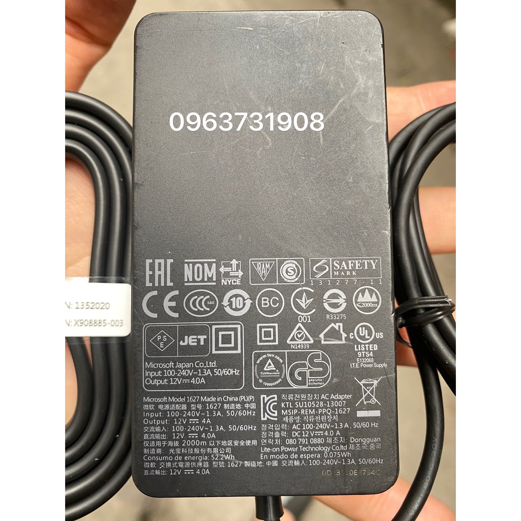 Adapter sạc Microsoft Surface 1627 12V 4A chính hãng zin bóc máy