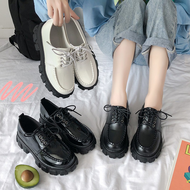 Giày Da Đế Dày Thời Trang Anh Quốc Cho Nữ