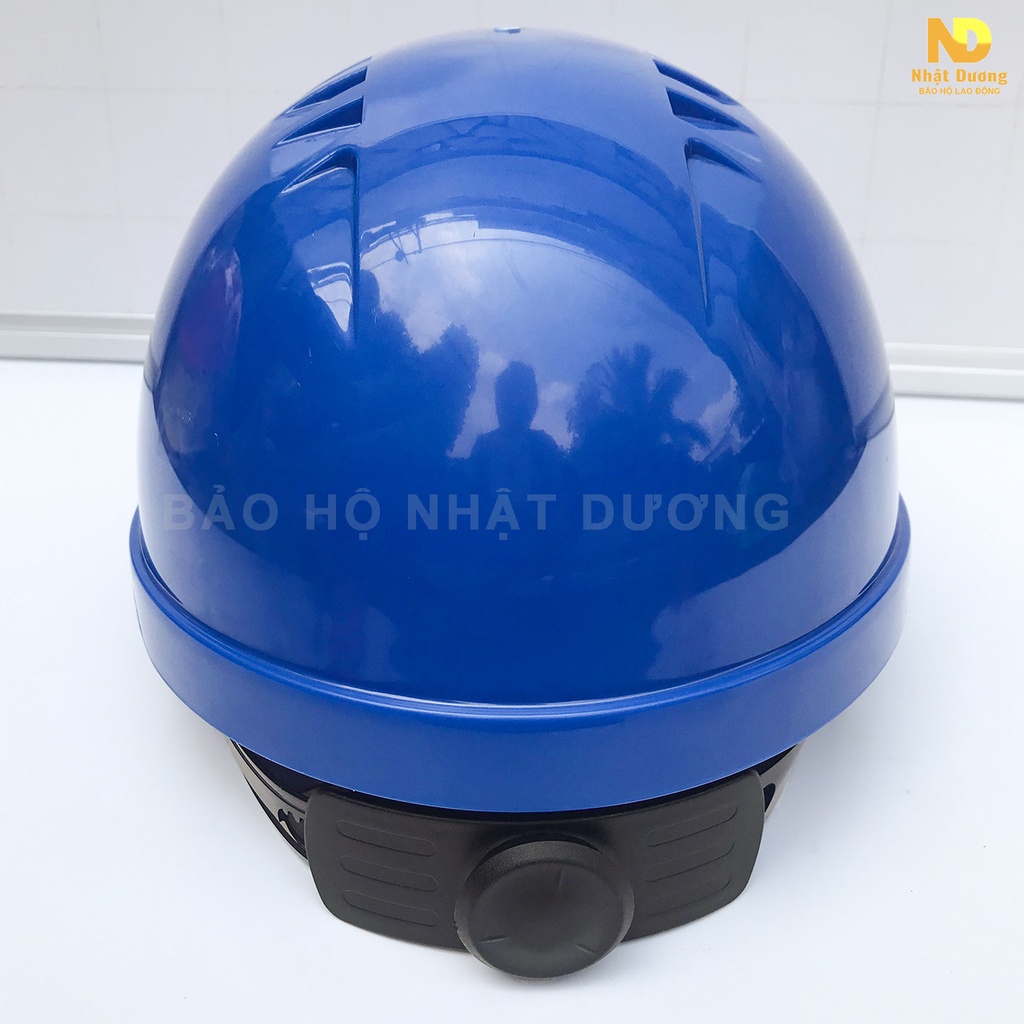 Mũ bảo hộ lao động có lỗ thoát khí thông hơi HPN09, Nón bảo hộ lao động khóa vặn màu xanh dương Nhật Dương