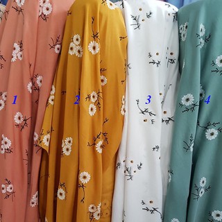 Vải đũi mềm mát hoa cúc cành may quần áo, váy, scrunchies