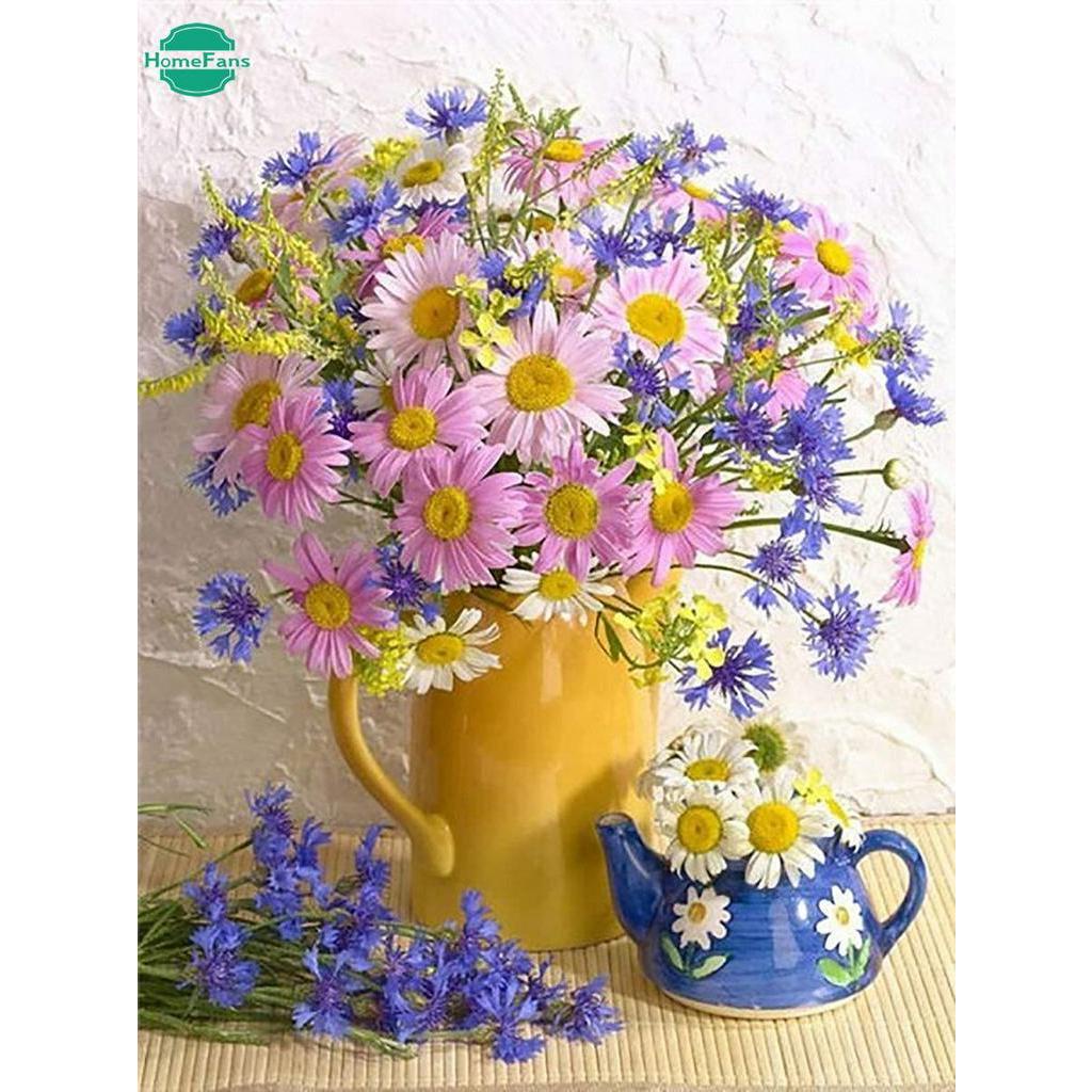 Bộ tranh đính đá 5D họa tiết hoa hoàng đạo độc đáo kích thước 30x40cm DIY dùng trang trí nhà cửa