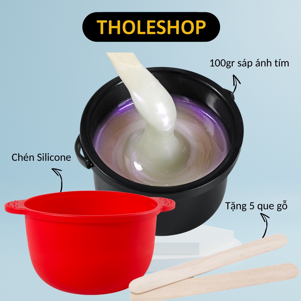 Combo Chén Silicone Nấu Sáp Wax Lông Chống Dính + 100gr Sáp Cao Cấp Tặng Kèm 5 Que Gỗ 1023