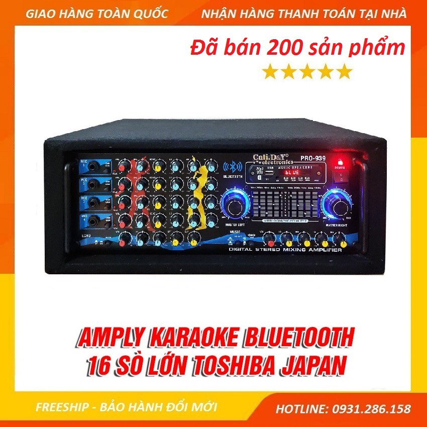 Amply Bluetooth karaoke công suất lớn - 16 sò Nhật - 2 quạt gió 939 / 999D - Ampli tích hợp lọc xì EQ - Hàng chính hãng