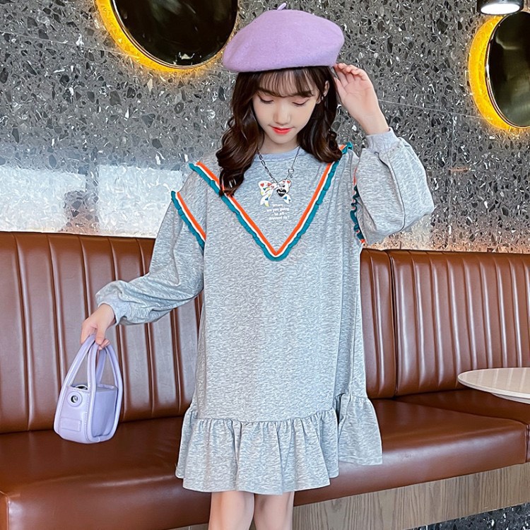 Váy Nỉ Cotton Dài Tay Thu Đông Cho Bé Gái Phong Cách Hàn Quốc 1 2 3 4 5 tuổi Binhphuong.Store