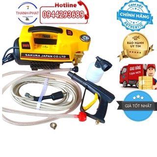 Máy rửa xe mini sakura 2500w rất mạnh công nghệ nhật bản phụ kiện đầy đủ có bình bọt.