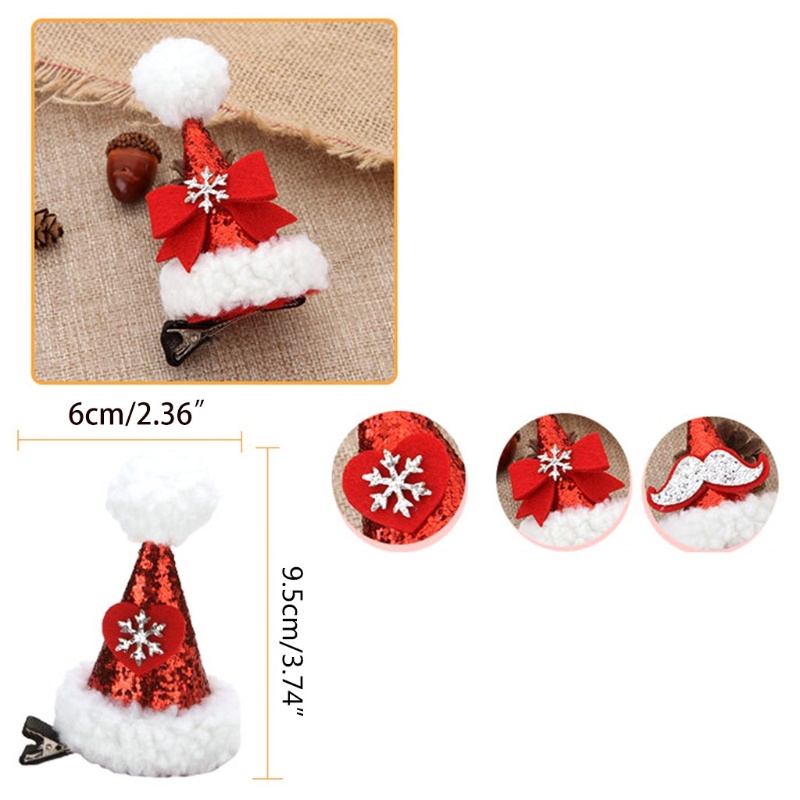 Kẹp Tóc Hóa Trang Hình Nón Giáng Sinh &amp; Trái Tim