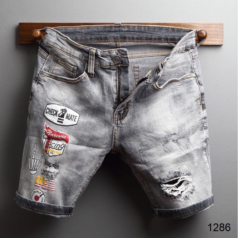 Quần short jeans bò nam thêu đẹp