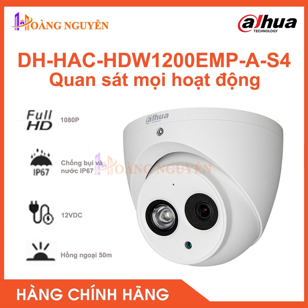 [NHÀ PHÂN PHỐI] Camera Dahua DH-HAC-HDW1200EMP-A-S4 2.0MP Hỗ Trợ Tốc Độ Truyền Tải Cao - Bảo Hành 2 Năm