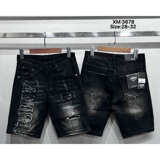 Quần short jean nam vải jean dày,chuẩn form,sang trọng,cá tính thêu logo cao cấp-AHFASHION