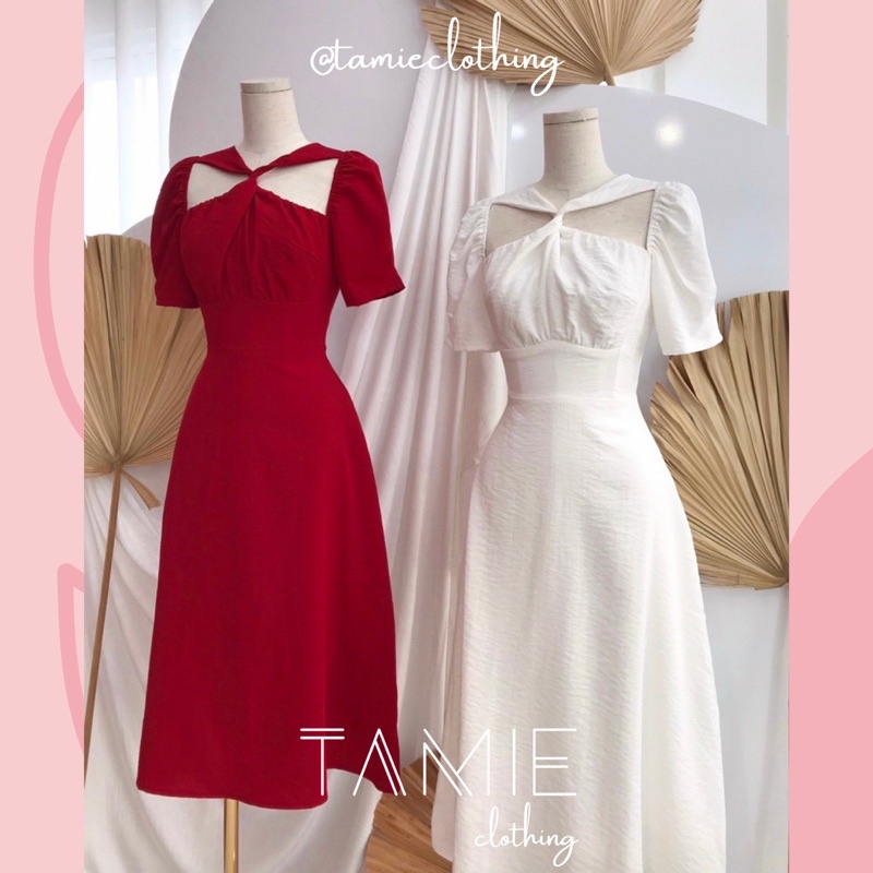 Đầm Xoè Xoắn Chéo BẠCH TUYẾT Cutout Khoét Ngực TAMIEclothing | BigBuy360 - bigbuy360.vn