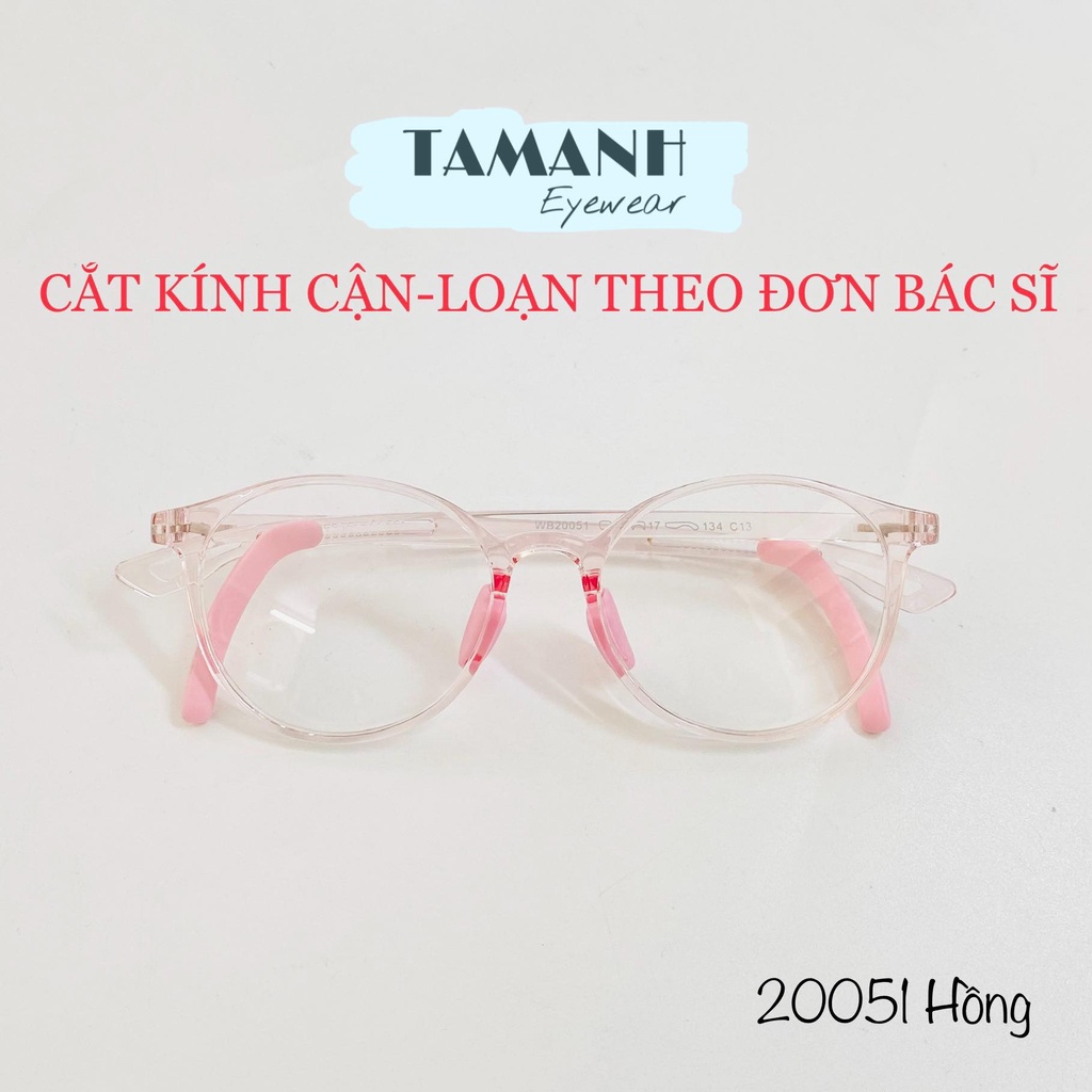 Gọng kính cận trẻ em 20051 mắt tròn có tai cài chắc chắn, tặng hộp và khăn lau