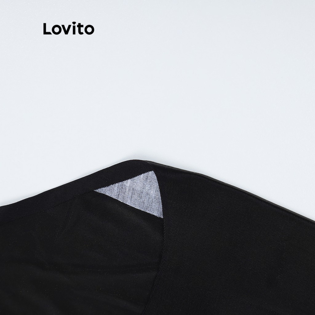 Quần lót Lovito Đồng bằng nâng hông Không có dấu hiệu Sexy L12062 (Đen / Da)